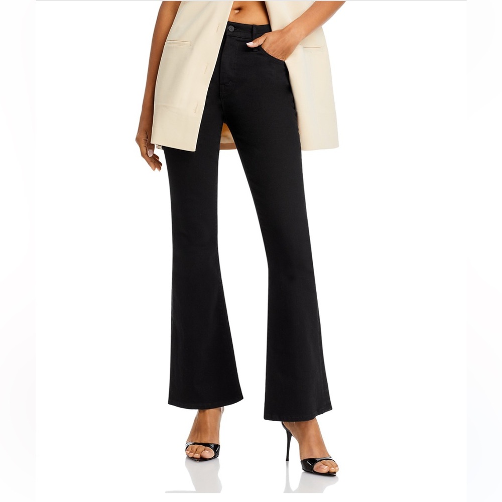 NWT Mother The Weekender Mid rise Black Flared Jeans